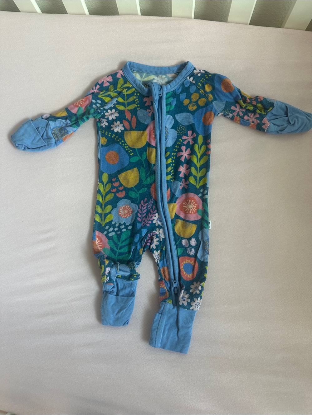Little Sleepies Preemie Zippy- Blue Floral